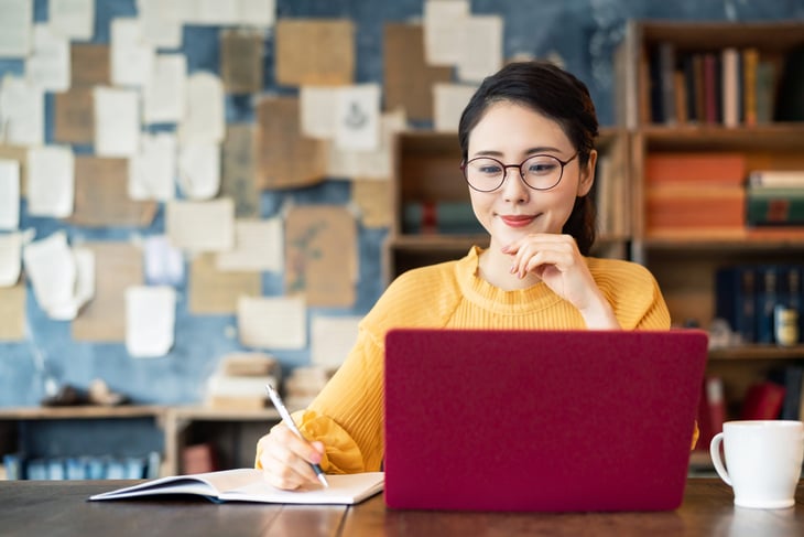 Woman working on her computer